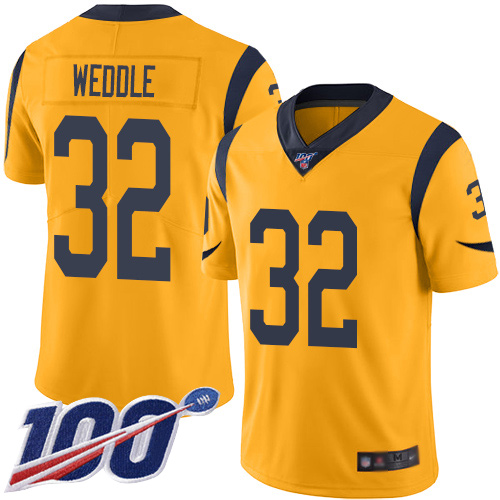 Los Angeles Rams Limited Gold Men Eric Weddle Jersey NFL Football 32 100th Season Rush Vapor Untouchable